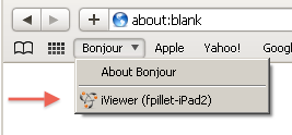 iViewer in Safari Bonjour menu