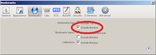 Windows Safari bookmark prefs